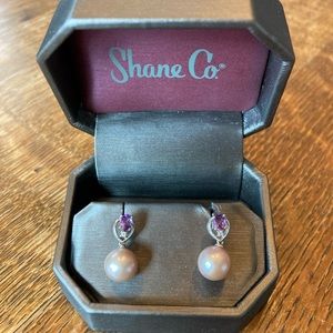 Pearl Amethyst and Diamond Earrings - New, Never Worn